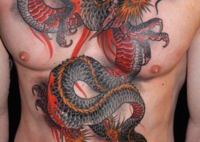 змей мужские тату на грудной клетке