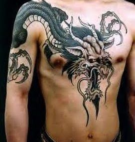 мужские тату на грудной клетке дракон