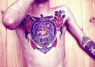 мужские тату на грудной клетке