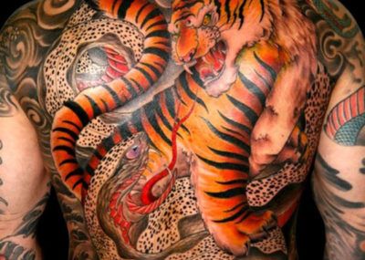 тату японский стиль тигр