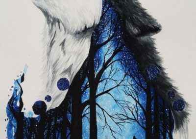 эскизы тату волк и синий лес