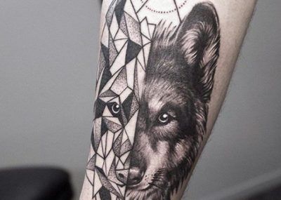 волк геометрический тату