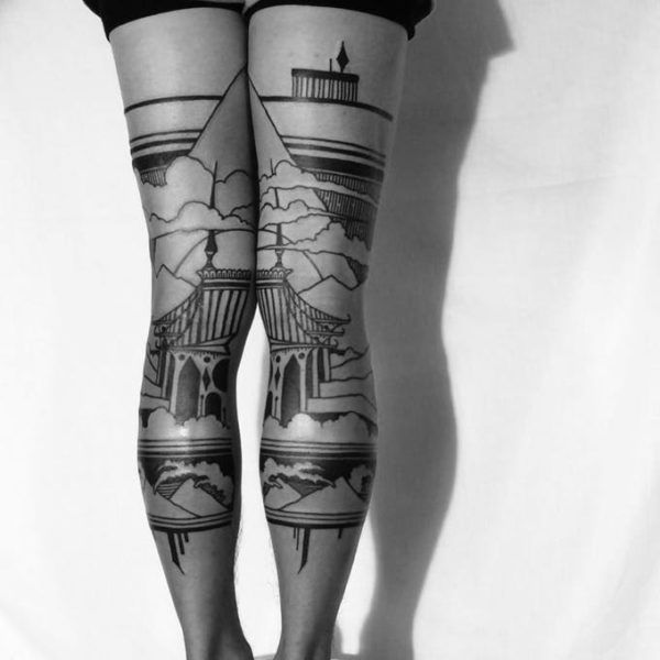 Готические замки в татуировках Houston Patton Фото