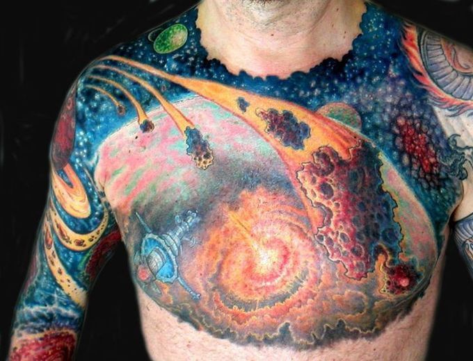 Тату фото: Астероиды и космос татуировки