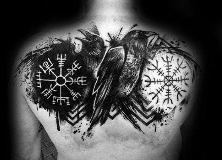 Рунический компас Вегвизир в татуировках