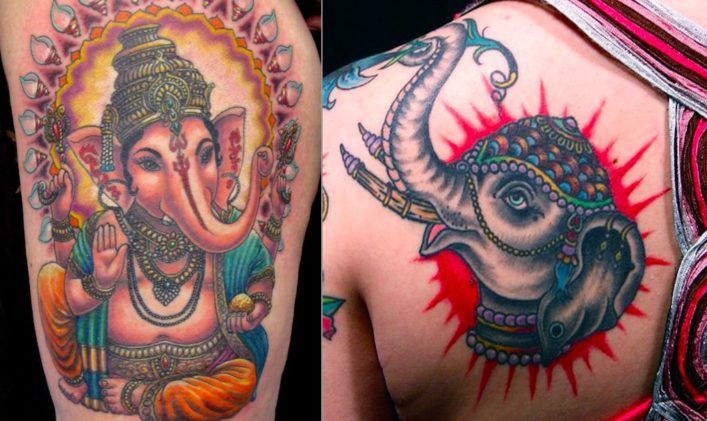 татуировка богатого слона Ганеши, часто изображаемая на шелках и украшениях, уничтожит любые препятствия, которые блокируют ваш путь к процветанию