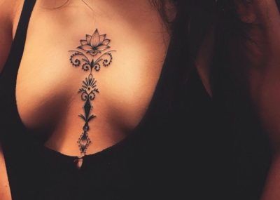 Татуировки в стиле Мехенди фото каталог тату для девушек на груди