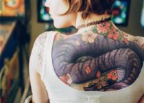 стиль япония в тату на спине женские дракон