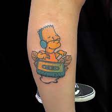 Тату Барт Симпсон на голени