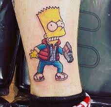 Тату Барт Симпсон на ноге