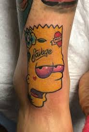 Тату Барт Симпсон на ступне